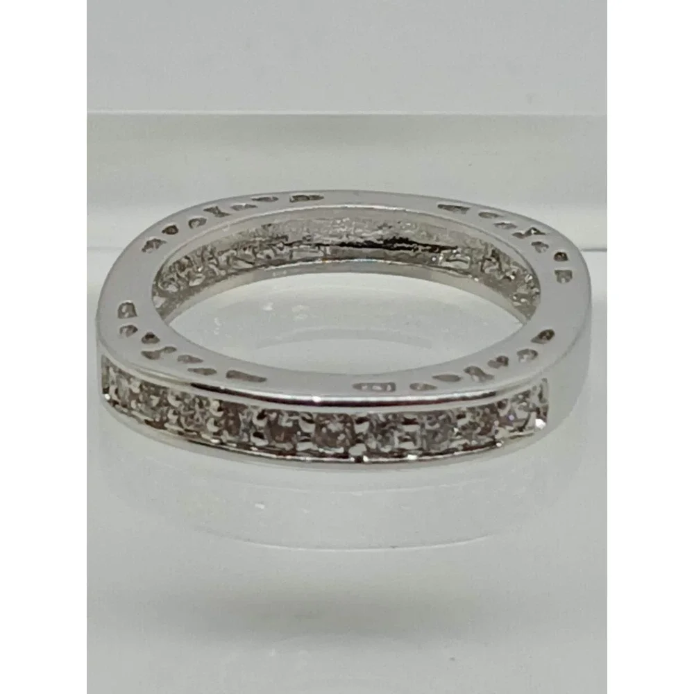 Unique Vintage White Gold GP Round Cut Sim Diamond CZ Stack Wedding Ring‎ Size 8